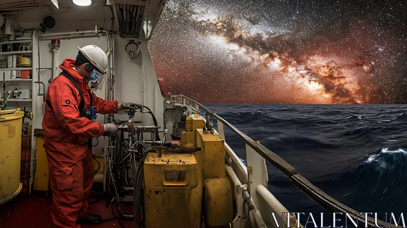 Seafarer Under the Stars AI Image