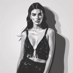 Digital Art of Kendall Jenner in Black Top