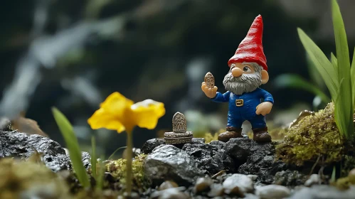 Whimsical Gnome with Treasure