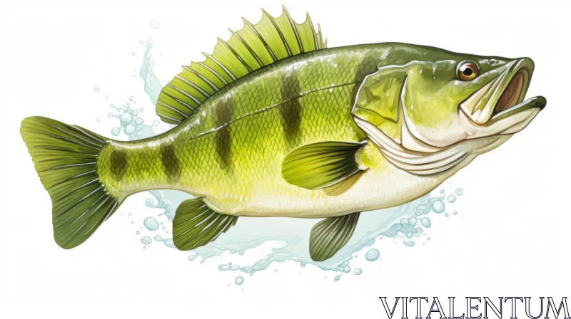 Largemouth Bass in Action: Energy-Filled Illustration AI Image