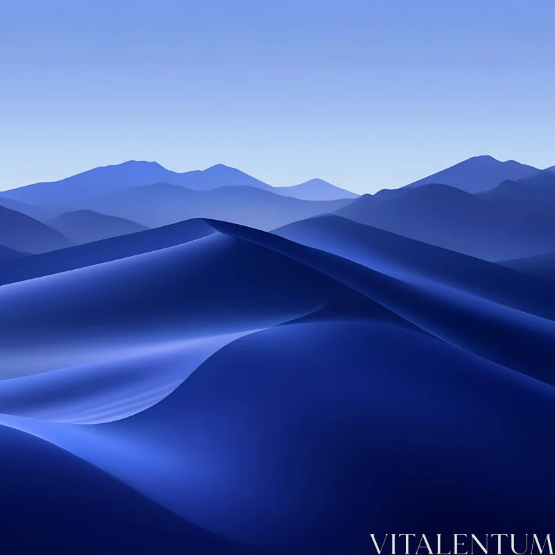 Serene Blue Abstract Gradient Composition AI Image