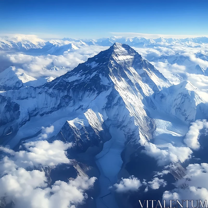 Majestic Mountain View From Above AI Image