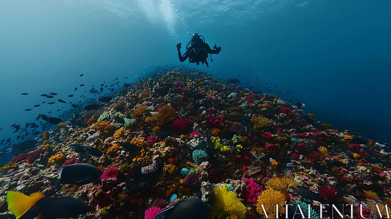 AI ART Diver Exploring Coral Reef