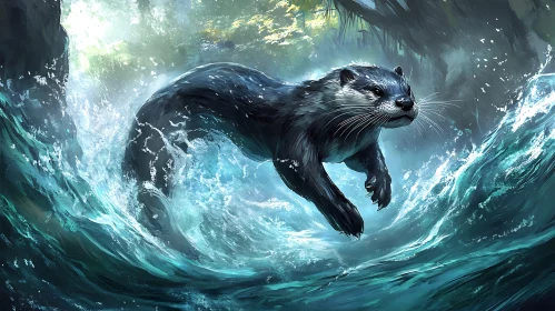 Otter Swimming in Water