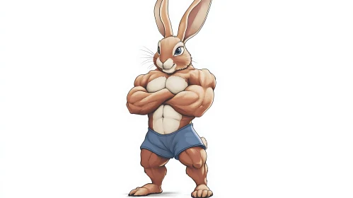 Strong Rabbit Cartoon Illustration