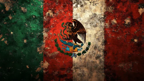 Textured Mexico Flag with National Emblem