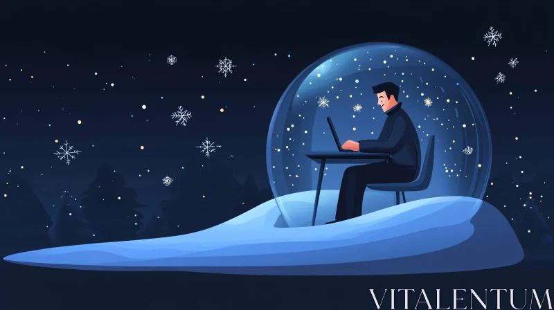 Isolated Winter Workstation Concept AI Image