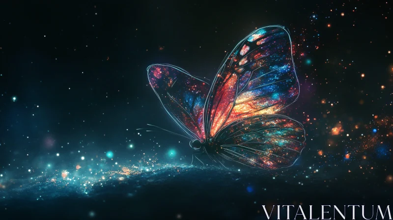 Mystical Butterfly with Luminous Wings AI Image