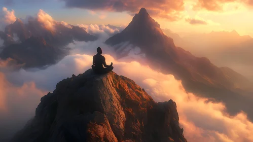 Meditative Silhouette in Mountain Landscape