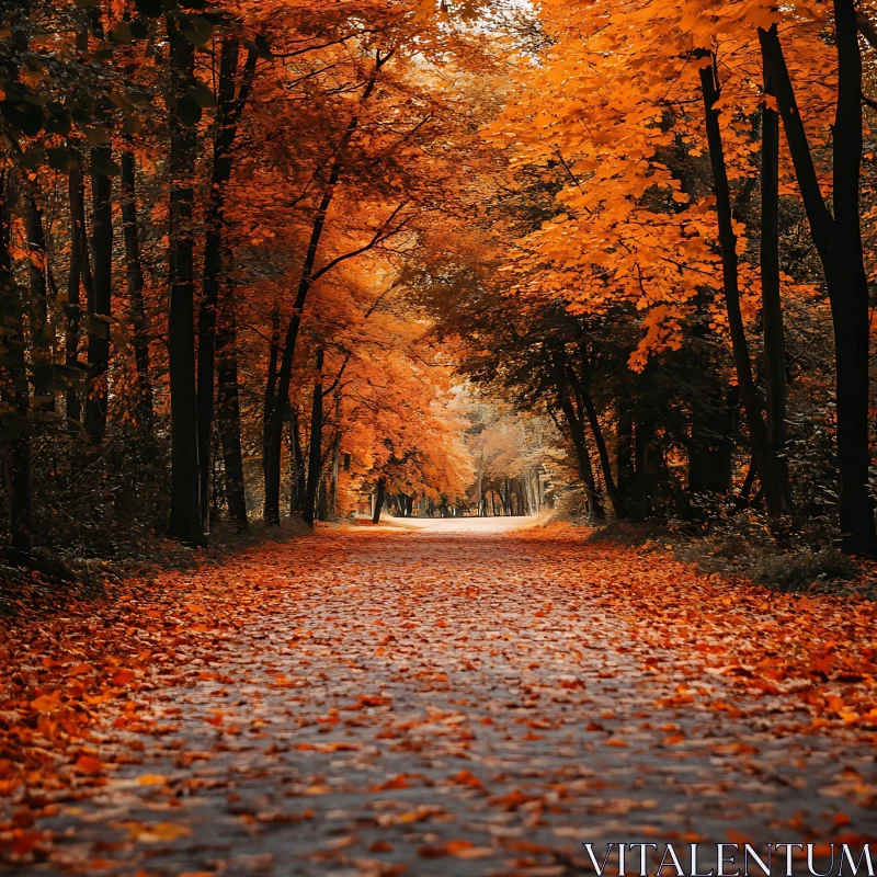 Golden Leaves Forest Trail AI Image