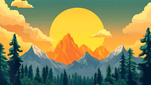 Peaceful Mountain Sunset View