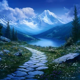 Scenic Mountain Lake Path View