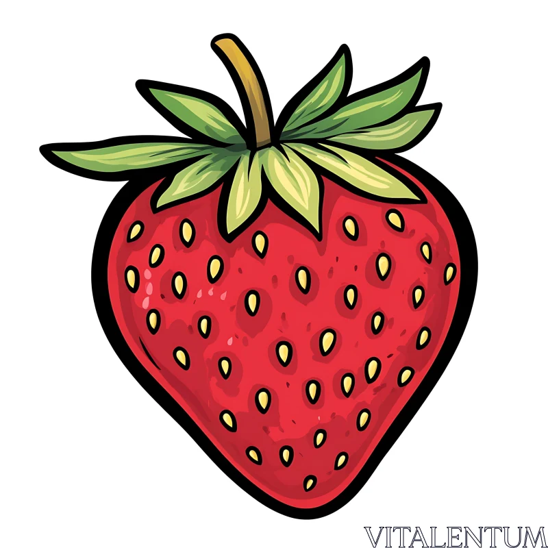 Cartoon Strawberry Art: Red Fruit Delight AI Image