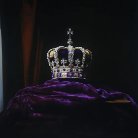Ornate Crown on Purple Velvet Fabric