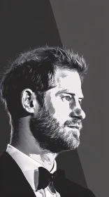 Grayscale Portrait of Prince Harry