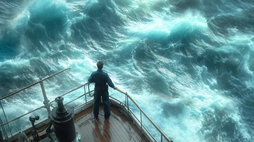 Man Stares into the Turquoise Sea