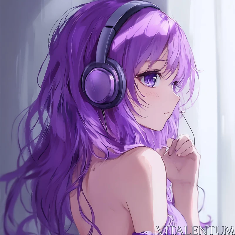 Purple-Haired Anime Girl Portrait AI Image