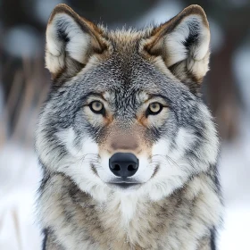 Close-Up of Wild Wolf Face