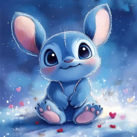 Enchanting Cartoon Creature with Hearts