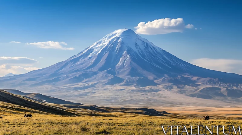 AI ART Picturesque Mountain Landscape with Golden Field