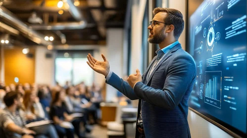 Speaker Presenting Business Data to Audience