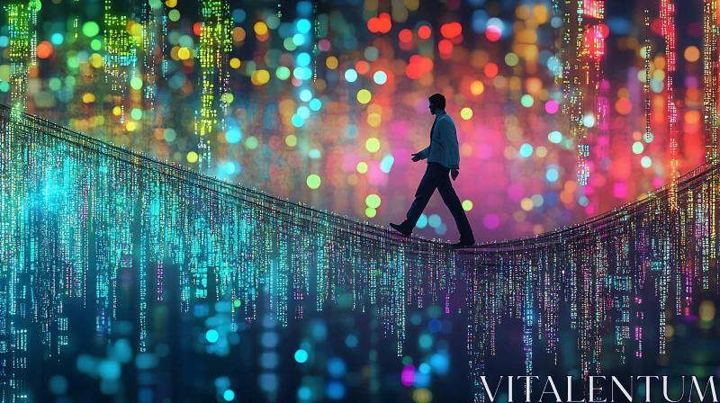 AI ART Man on Light Bridge