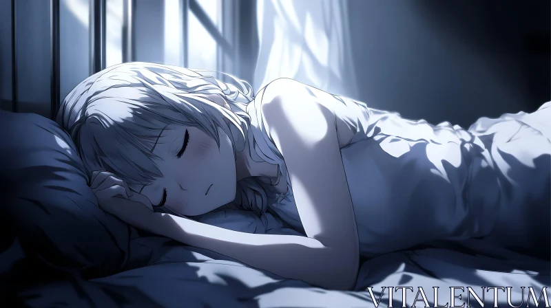 Peaceful Slumber of an Anime Girl AI Image