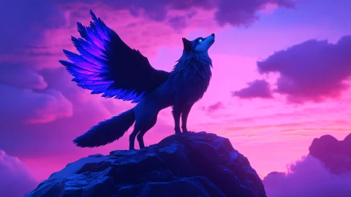 Fantasy Wolf with Wings