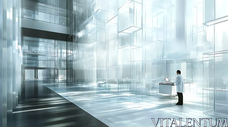 Modern Glass Architecture in Research Facility AI Image