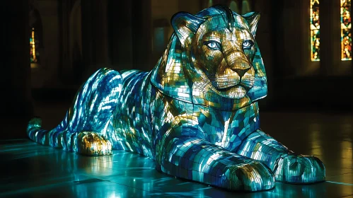 Illuminated Lion Art Piece