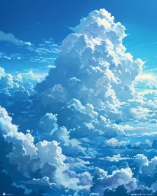 Towering Clouds Under a Clear Blue Sky