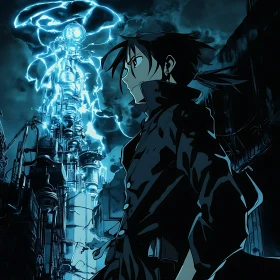 Anime Scene: Character and Electric Tower