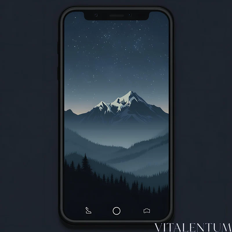 Mountain Night Wallpaper for Phone AI Image