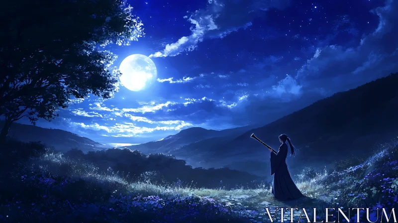 Moonlit Flute Serenade: A Night's Tale