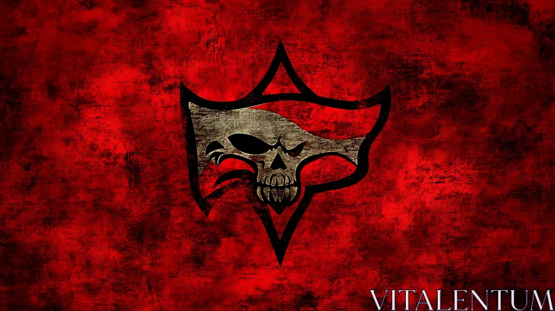 Abstract Skull Emblem on Red Texture