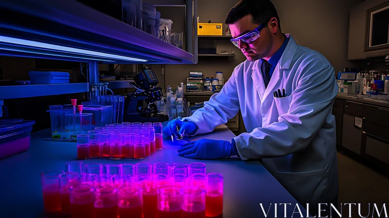 Scientist Analyzing Samples in Modern Lab