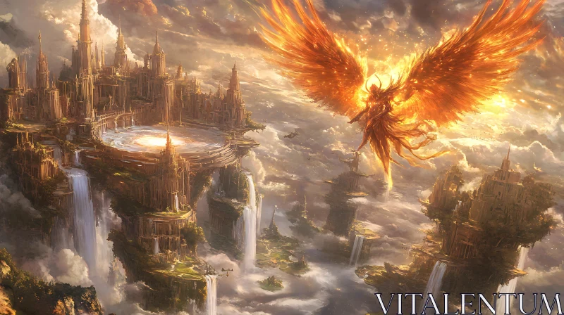 Celestial Guardian Over the Golden City AI Image