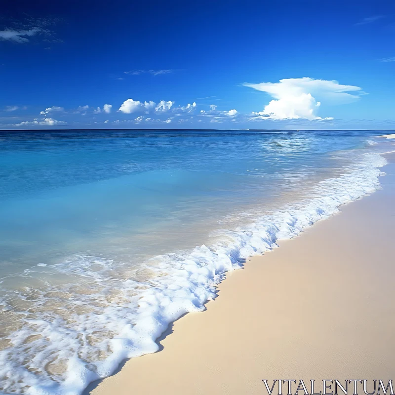 Seascape with Waves and Blue Sky