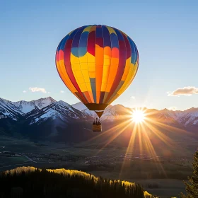 Mountain Sunrise with Hot Air Balloon