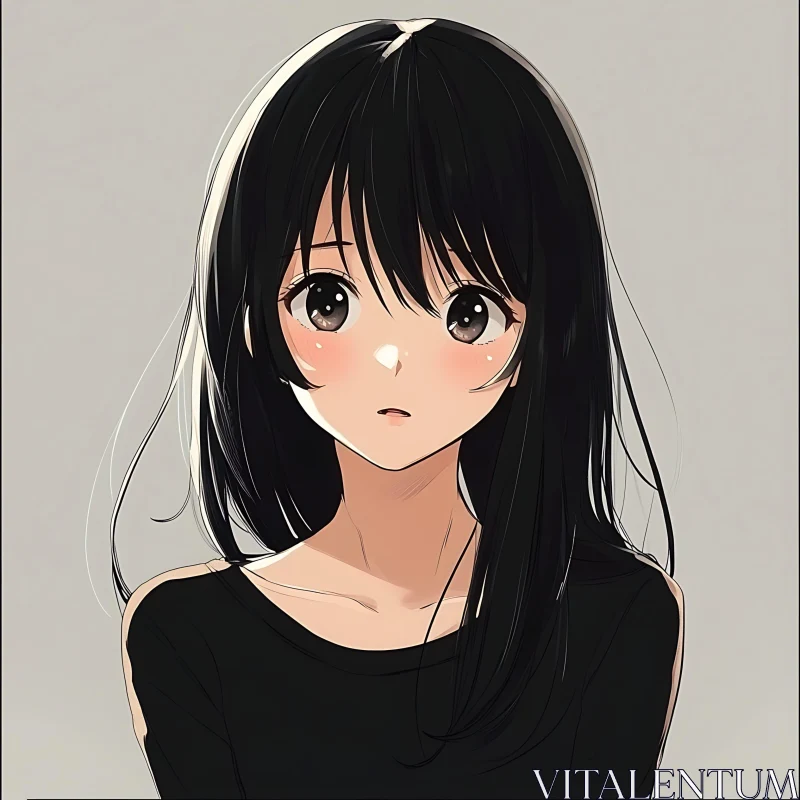 Expressive Anime Girl Illustration AI Image