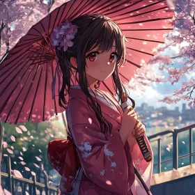Serene Anime Scene with Blossoms