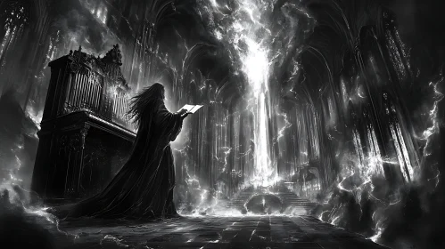 Ethereal Light in Gothic Monochrome Art