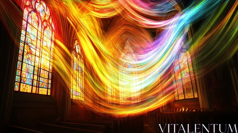 Prismatic Cathedral Interior: Light and Glass