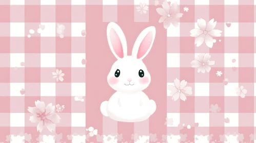 Pink Floral Rabbit Art