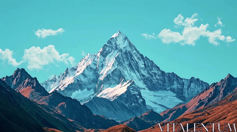 Mountain Landscape with Snow and Clouds