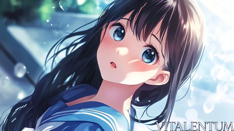 Digital Art of an Anime Girl with Blue Eyes