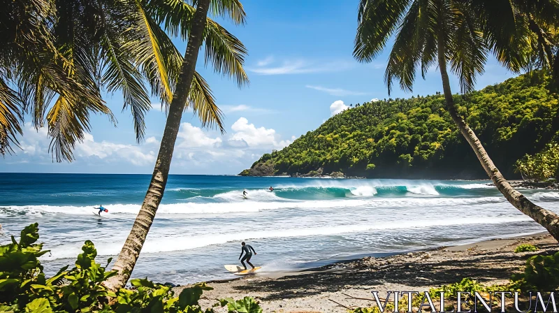 Tropical Beach Surfing Paradise
