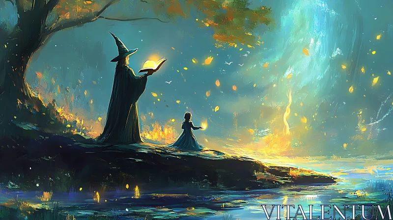 Magical Wizard Reading a Book