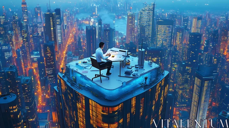 Rooftop Office with a View AI Image