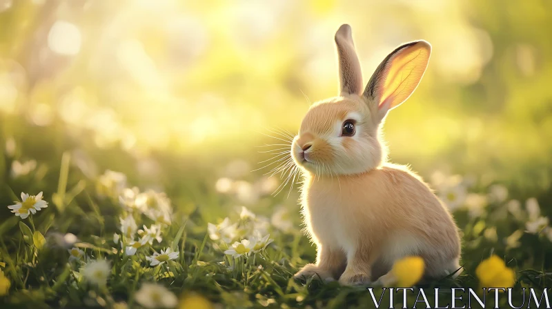 Rabbit In A Field Of Flowers